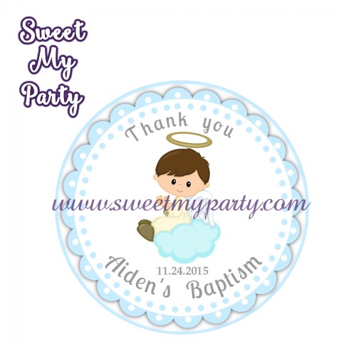Boy Baptism stickers,Boy Christening thank you tags,(7)